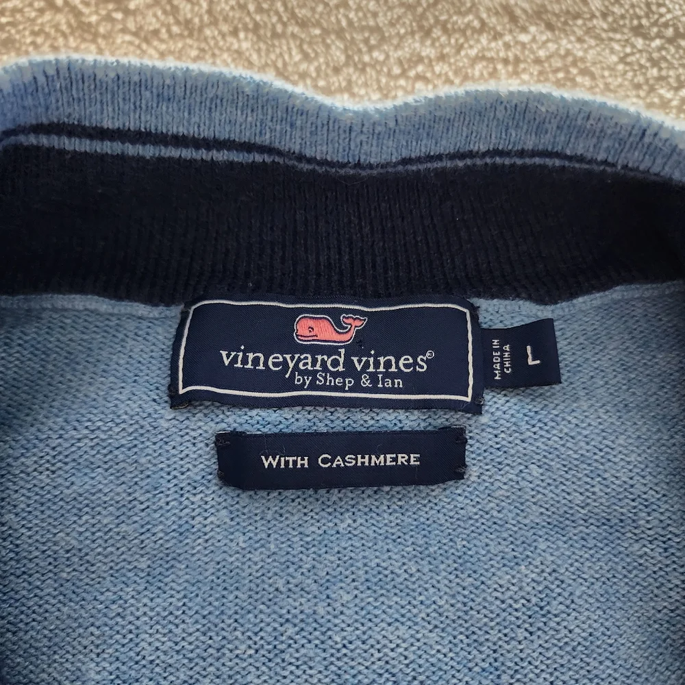 Vineyard Vines Palm Beach Cotton-Cashmere 1/4 Zip Sweater, Men's Large - GUC - Picture 5 of 8
